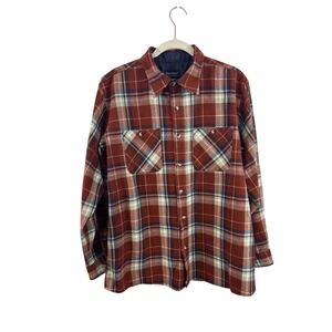 John Blair Men Large Button Up Shirt Red Long Sleeves